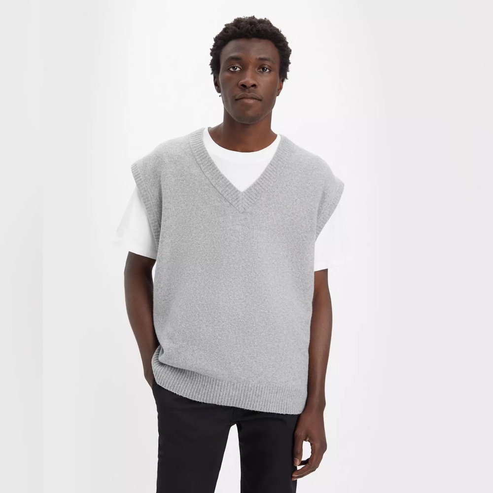 Levi's Men's Loose Fit Sweater Vest in Midtone Heather Grey NWT Large
